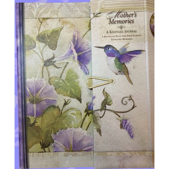 Mothers Memories Journal Keepsake Binder Pockets Acid Free Hummingbird Flowers - Picture 1 of 16